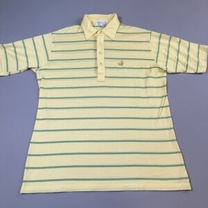 VTG Augusta National Golf Shop Masters Polo Shirt Mens XL Yellow Green Striped